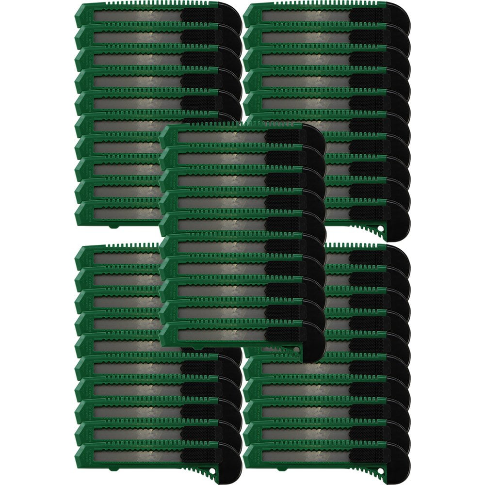 50 Fifty Bulk Green Utility Knives Box Cutters Snap Off Blades