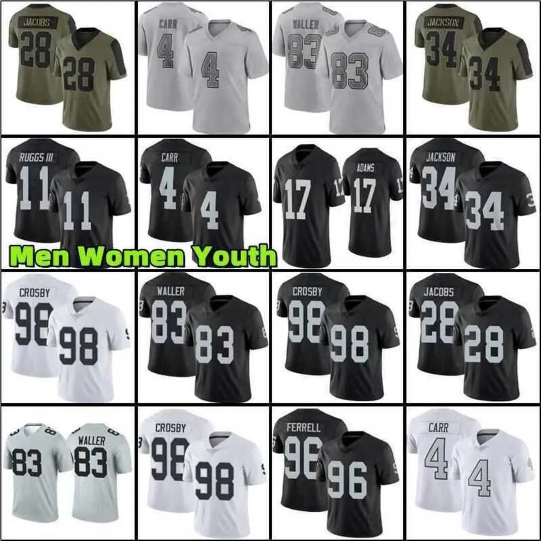 Wholesale custom men 17 Davante Adams 4 Derek Carr 11 Henry Ruggs III 28  Josh Jacobs 55 Chandler Jones Football Jerseys From m.