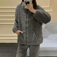 thumbnail image 5 of Lixiuxyad Soft Winter Flannel Pajama For Cozy Long Sleeve Thermal Sleepwear With Elegant Jacquard Pattern Comfortable Loungewear Two Piece Outfit For Cold Nights Womens Pajama Sets L, 5 of 6
