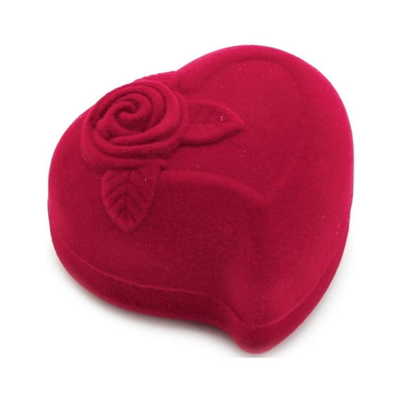 Heart Velvet Ring Box double slot Vintage Inspired Perfect for Engagement Bride