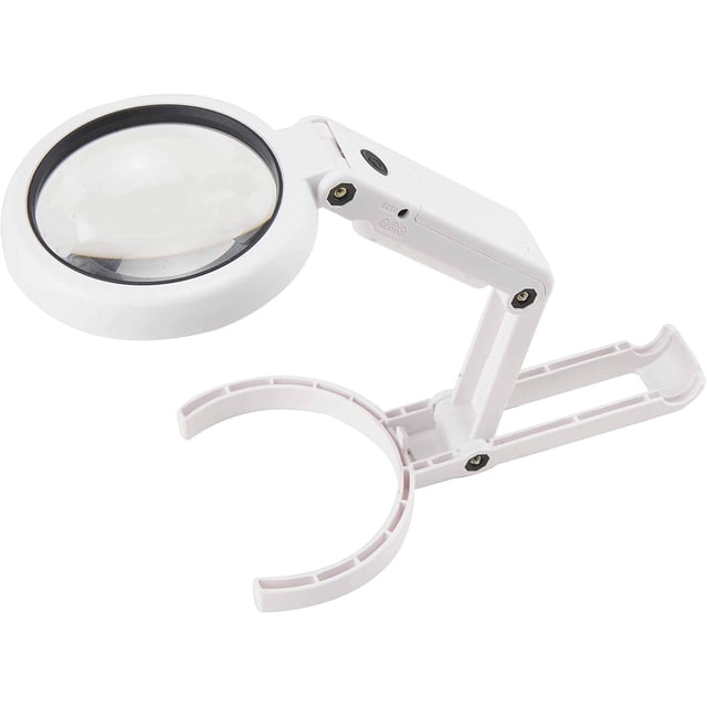 Lupa óptica transparente, lupa portátil de mano con luz para leer, hacer manualidades y reparaciones, ultra brillante, independiente con base de pie ajustable