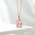 thumbnail image 4 of Gem Stone King 18K Rose Gold Plated Silver Peach Nano Morganite and White Diamond Pendant Necklace for Women (3.23 Cttw, Gemstone October Birthstone, Emerald Cut 10X8MM with 18 inch Silver Chain), 4 of 4