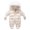 Beige White, variant on Toddler Baby Boys Girls Winter Footed Snowsuit Fur Trim Hooded Zipper Jumpsuit Coat Thick Warm Down Rompers Outerwear with Gloves