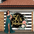 thumbnail image 5 of Gold Glitter 50th Birthday Banner Floral Design Fabulous Display Pink Roses White Flowers Floral Backdrop for 50th Birthday Party Adult Celebration Milestone Event, 5 of 6