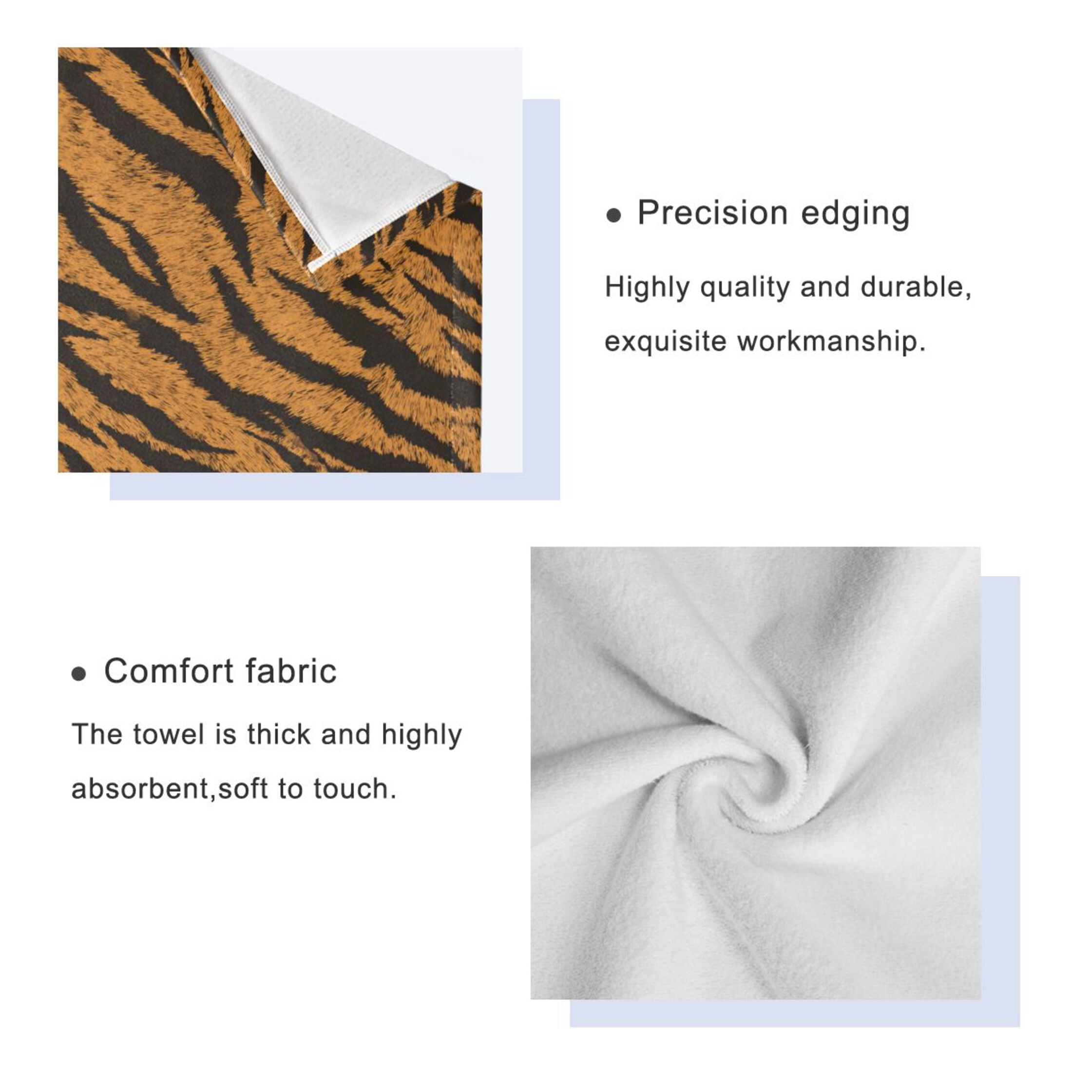 3 Piece Bath Towels Set Bath Towel, Hand Towel and Face Towel for Bathroom, Gym, Hotel Tiger Stripes Pattern