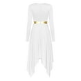 thumbnail image 5 of iiniim Women's Metallic Color Block Long Sleeve Irregular Hem Dress Dancewear White XL, 5 of 7