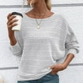 thumbnail image 5 of Oversized Sweaters for Womens Solid Crewneck Pullover Tops Long Batwing Sleeve Knit Jumper Shirts, 5 of 8