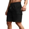 thumbnail image 1 of WRKEKC Cargo Shorts for Men Solid Color Casual Elastic Waist Drawstring Zipper Breathable Pocket Work Shorts with Functional Pockets, 1 of 6