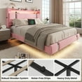 thumbnail image 6 of NEGYLIM Floating Bed Frame Full Size with LED Lights, Easy to Assemble, Metal Platform Bed with Storage Headboard, No Box Spring Needed, Pink, 6 of 12