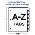 thumbnail image 4 of Avery Ready Index A-Z 26 Tab Dividers, Customizable TOC, 1 Set (11844) 26 x Divider(s) - A-Z, Table of Contents - 1 Tab(s)/Set - 8 1/2" Width x 11" Length - 3 Hole Punched - White Paper Divider - Mu, 4 of 8