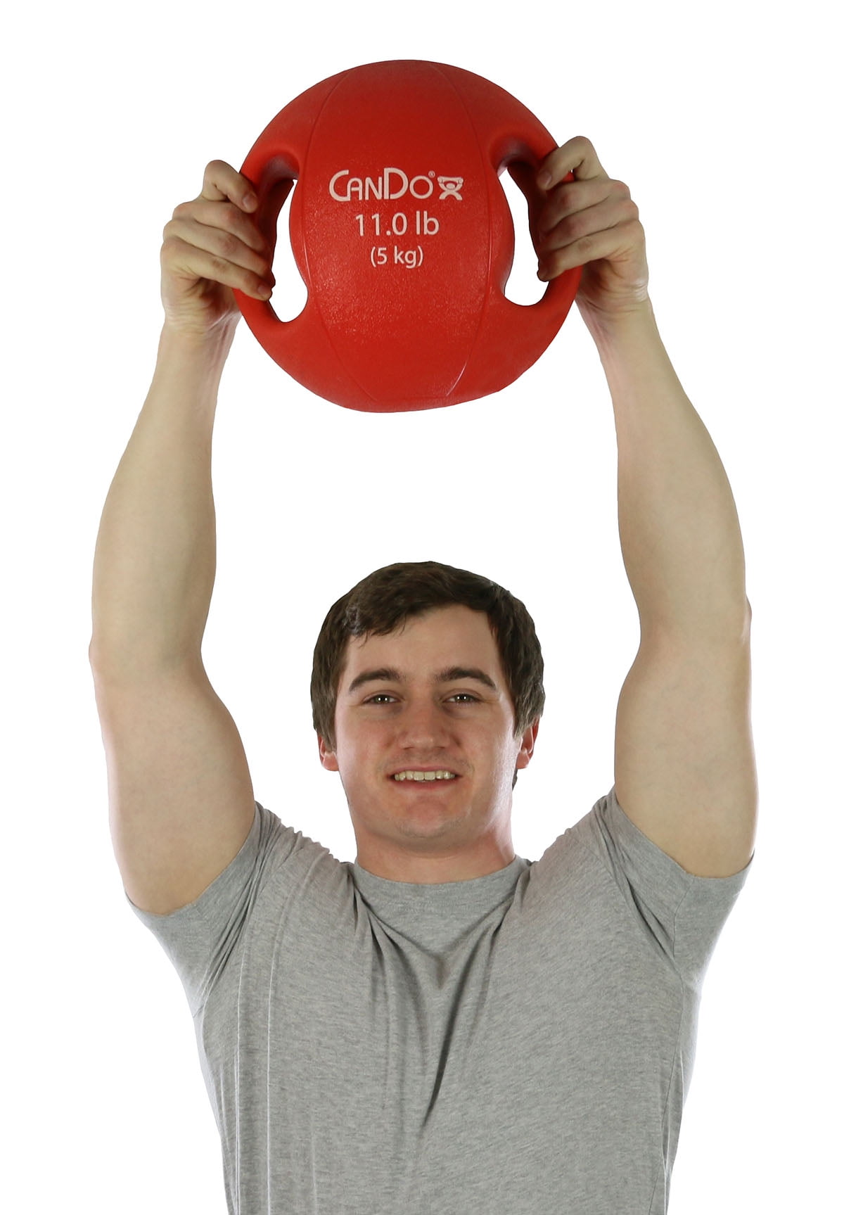 CanDo Molded Dual-Handle Medicine Ball for Strength Training, Core Workouts, Warmups, Cardio, and Plyometrics with Handles for Home and Clinic Use