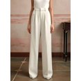 thumbnail image 5 of Women High Waist Floor-Length Straight Wide Leg Commute Suit Trousers Business Casual with Pockets White L, 5 of 8