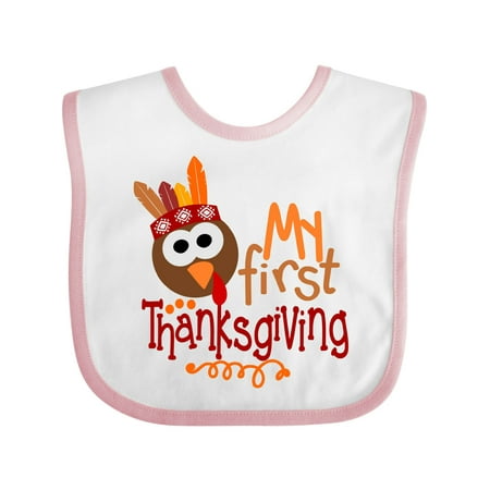 

Inktastic My 1st Thanksgiving Cute Turkey with Feathers Gift Baby Boy or Baby Girl Bib