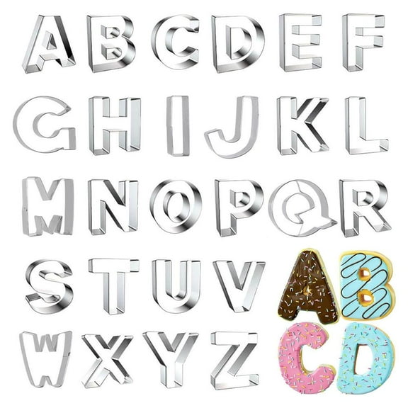 Letter Cookie Cutters Shapes Large 2.6 Inch - 26 Pcs Stainless Steel Alphabet Letter Cookie Cutter Set Fondant Biscuit Fruit Dough Mold Tools for Sandwich, Birthday, Christmas, and Holiday Party