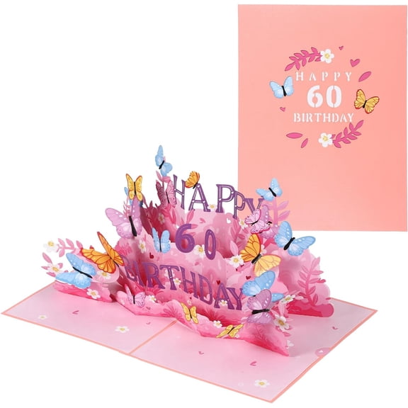 18 Year Old Birthday Card, 18th Birthday Card Daughter – Funny 18th Birthday Card with 3D Flower Butterflies Pop-Up, Greeting Card and Envelope for Women Girls Friends Party, Pink