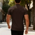 thumbnail image 4 of OGLCCG Men's Summer Mock Turtleneck T Shirt Short Sleeve Casual Basic Pullover Tops Solid Color Stretch Slim Fit Athletic Undershirt,XXL,Brown, 4 of 8