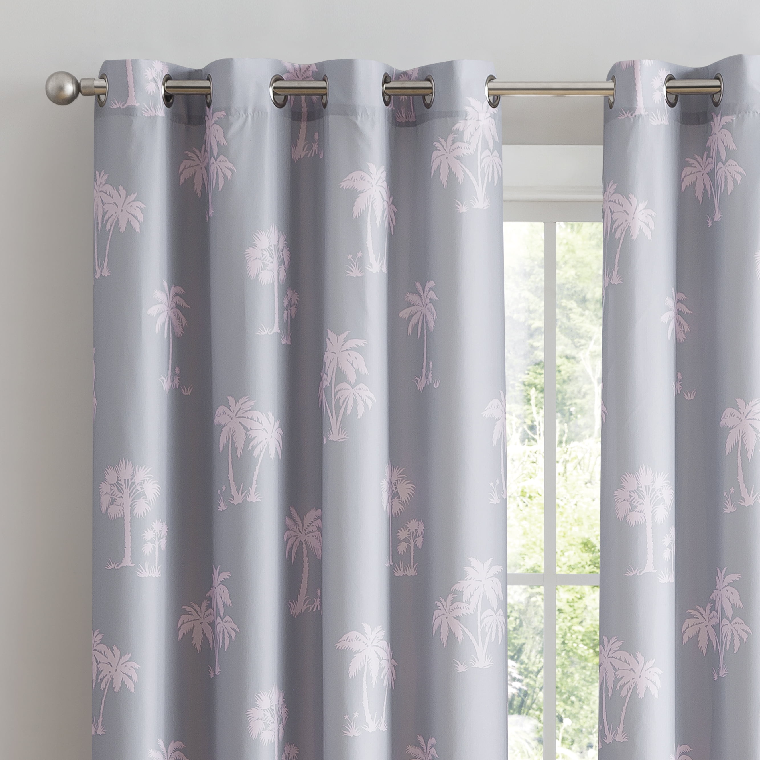 Mainstays Palm Tree Printed Grommet Curtain Panel Walmart Com