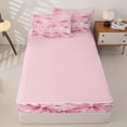 thumbnail image 4 of Erosebridal Coquette Cherry Bow Print Zipper Full Size Comforter Sets with Fitted Sheet and 2 Pillowcases,Pink Fruit Ribbon Zipper Bedding Set For Girls,Pink Reversible,4 Pieces, 4 of 7