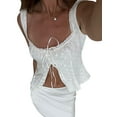 thumbnail image 3 of Women Button Tank Tops Ruffle Trim Eyelet Cutout Crop Tops Summer Sleeveless Basic Vest Aesthetic Clothes for Streetwear, 3 of 10