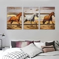 thumbnail image 3 of ONETECH  - Large Horse Canvas Wall Art Wild Animal Picture Print on Canvas Galloping Running Horses on Vintage Wood Background Painting Rustic Country Style Home Decor Ready to Hang, 3 of 4