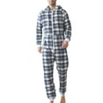 thumbnail image 2 of Men's Hooded Onesie Pajamas Adult One Piece Pjs Zip Up Jumpsuit Warm Full Zipper Long Sleeve Long Pants Thick Thermal Lounge Fuzzy Fleece Fall Winter Sleepwear Light Blue Medium, 2 of 5