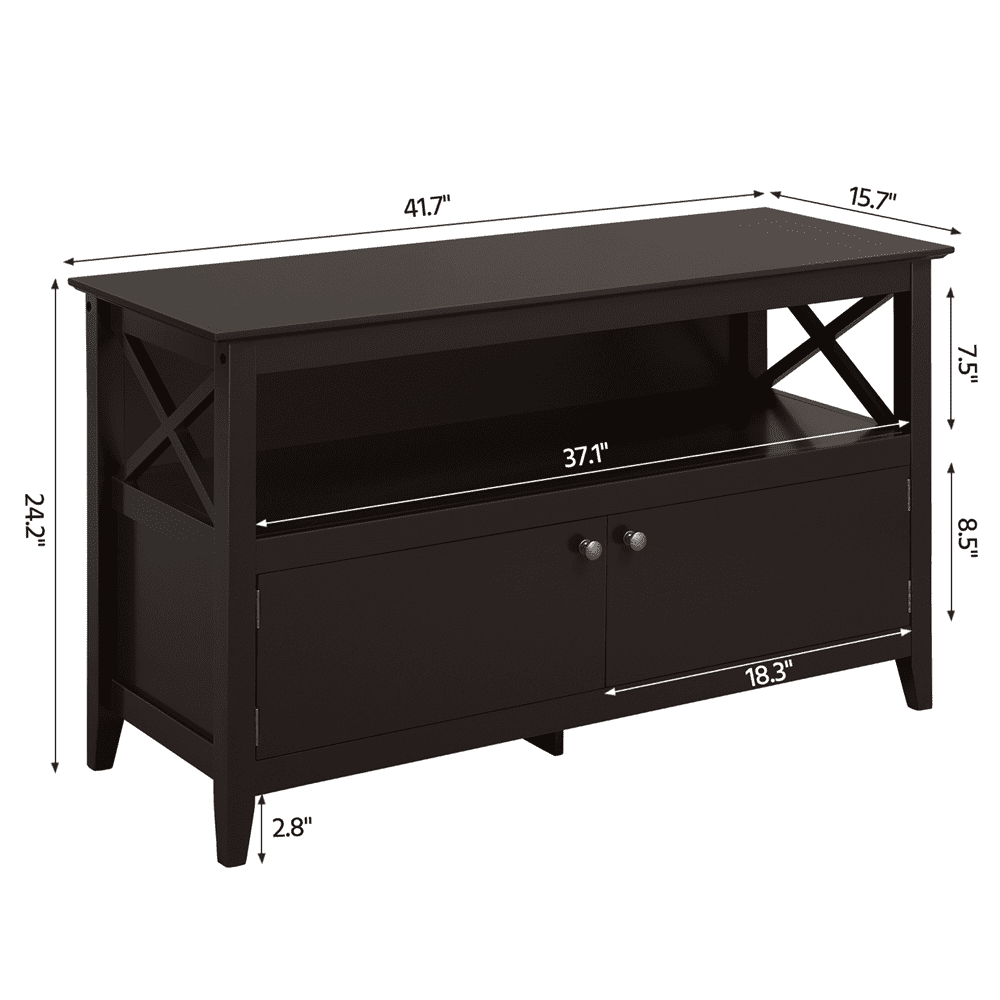 Alden Design Wooden X-Shape TV Stand for TVs up to 50'' with Storage Cabinet, Espresso