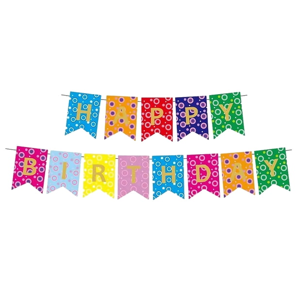 Billuyoard Juego de tarjetas de papel de arcoíris de 16,4 pies, decoraciones de feliz cumpleaños, cartel de feliz cumpleaños para fiesta de Kits de decoración para fiestas TYPE3 NO3