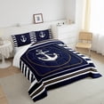 thumbnail image 3 of Feelyou Marine Nautical Sailboat Full Size Comforter Sets, Navy Abstract Lines Bedding Comforter Set, Teen Kid Boy Girl Bedding Sets, Super Cozy Room Decor, 3pcs, 3 of 8