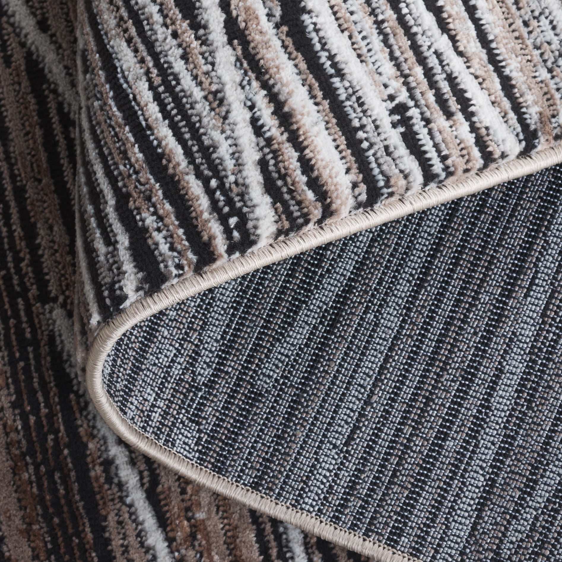 Safavieh Mila Anselmo Geometric Striped Polyester Area Rug, Beige/Ivory Black, 6'7" x 6'7" Square