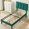thumbnail image 5 of VECELO Twin Size Upholstered Platform Bed Frame with Adjustable Headboard, Wooden Slats Support, No Box Spring Needed/Easy Assembly, Dark Green, 5 of 7