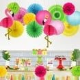 thumbnail image 5 of Flamingo Party Decorations, Hawaiian Party Supplies Flamingo Honeycomb Ball Paper Lanterns Tissue Paper Fan for Birthday Luau Tropical Bachelorette Party, 5 of 7