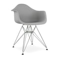 thumbnail image 3 of Maklaine 18 inches Plastic and Chrome Steel Armchairs in Gray (Set of 4), 3 of 5