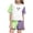 Green, variant on Girls Summer 2-Piece Shorts Set, Cute Color Block Printed Round Neck T-Shirt with Pockets Cargo Shorts Outfit for Teenagers Juniors Loungewear