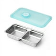 thumbnail image 3 of 2 Pcs Snack Containers Stainless Steel Small Food Box Double Compartment, 3 of 9