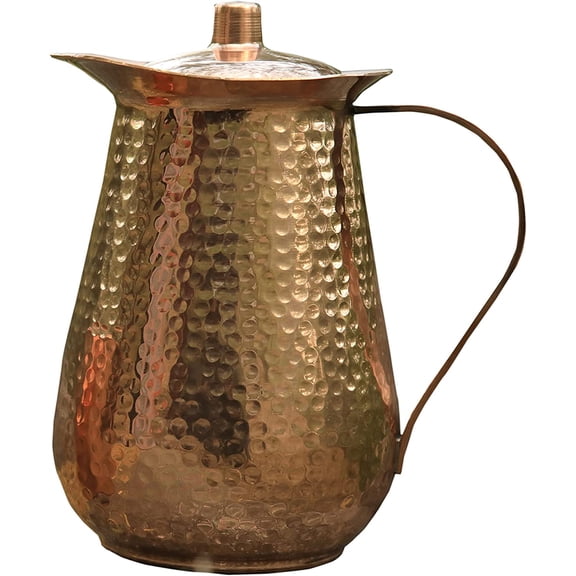 Pure Copper Pitcher Jug for drinking water With Lid Water Carafe 68 OZ Pitchers & Drinking Sets