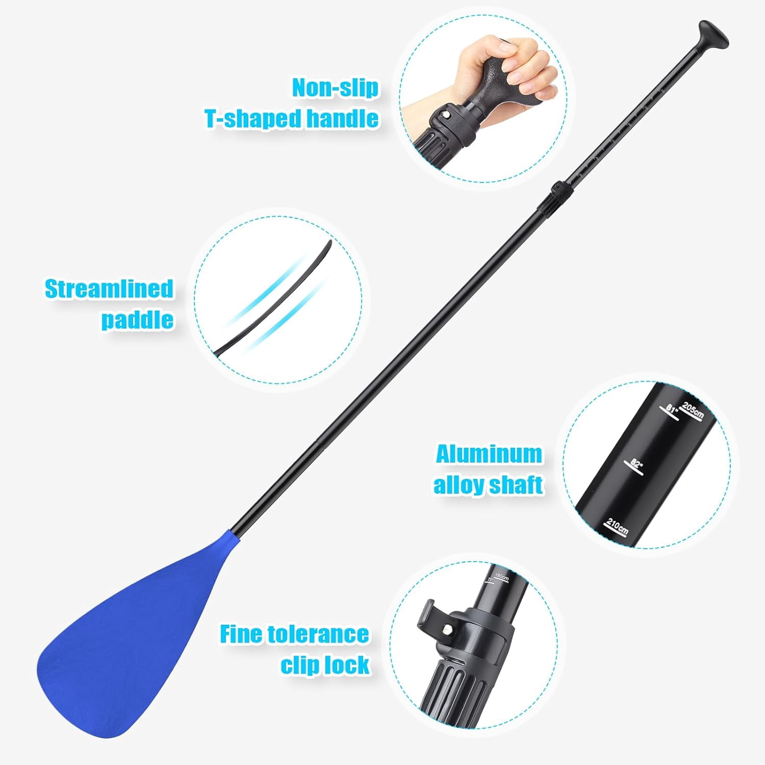 Adjustable Detachable Stand Up Paddle Board Oar Set Aluminum Alloy Shaft Kayak Surfing Fishing