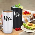 thumbnail image 5 of Mr and Mrs Tumbler Set of 2 Stainless Steel Travel Tumbler Ideas for Newlyweds Couples Wife Bride To Be Newly Engaged Bridal Shower, Insulated Travel Tumbler for Wedding Engagement(20 oz, Black&White), 5 of 6