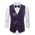 thumbnail image 1 of pstuiky Camiseta sin mangas para hombre, Blusa sin mangas con cuello en V, botones y pajarita con bolsillos estampados a la moda para hombre Camisas para hombres s, 1 of 3