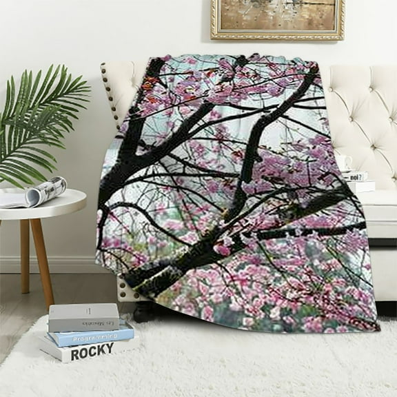 Pratyus Pink Flowers Throw Blankets Cozy Soft Fuzzy Plush Home Decor for All Seasons 40x50in