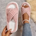 thumbnail image 6 of Domuza Women's House Slippers Arch Support Open Toe Corduroy Cross Band Fuzzy Slippers Anti-Skid Slip On Cozy Soft Plush Home Shoes for Indoor and Outdoor Pink 8（EU-40）, 6 of 9