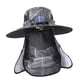 thumbnail image 4 of Sombrero solar de ventilador solar al aire libre, tapa de pesca de protección solar de borde anchos impermeables con colgajo de tapa del cuello de la Gris, 4 of 8
