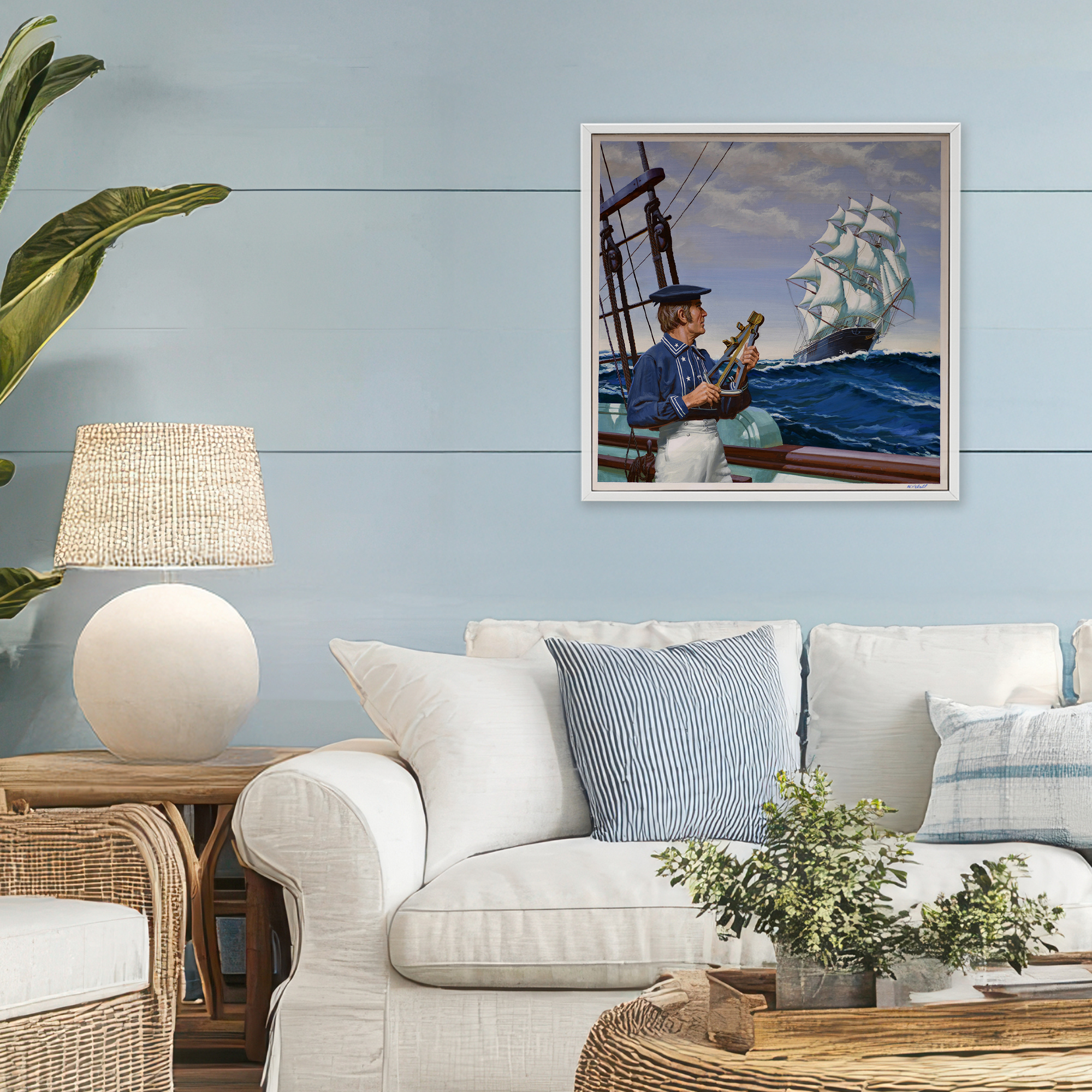Flying Cloud Sailing Ship White Framed Giclee Art, design by Wind River Studios