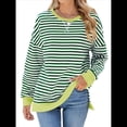 thumbnail image 2 of Sudadera Oversize para Mujer, Verano 2025, Cuello Redondo, Rayas, Larga, Aberturas Laterales, Sudaderas con Capucha Y2K Verde y M, 2 of 10