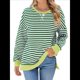 thumbnail image 2 of Sudadera Oversize para Mujer, Verano 2025, Cuello Redondo, Rayas, Larga, Aberturas Laterales, Sudaderas con Capucha Y2K Verde y XXL, 2 of 10