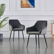 KEIVVAKN Velvet Dining Chairs Dining Room Set of 2 Armchair Upholstered Seat Gray