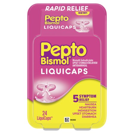 Pepto Bismol LiquiCaps (24 Count), Rapid Relief from Nausea, Heartburn, Indigestion, Upset Stomach, (Best Remedy For Indigestion)