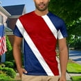 thumbnail image 2 of Men Summer Tops Mens Independence Day Holiday T Shirt Red White And Blue Flag Flag Retro Style Short Sleeved T Shirt Mens Western Men's Loose Fit Tees Men's Workout Shirts Short Sleeve Red M, 2 of 4