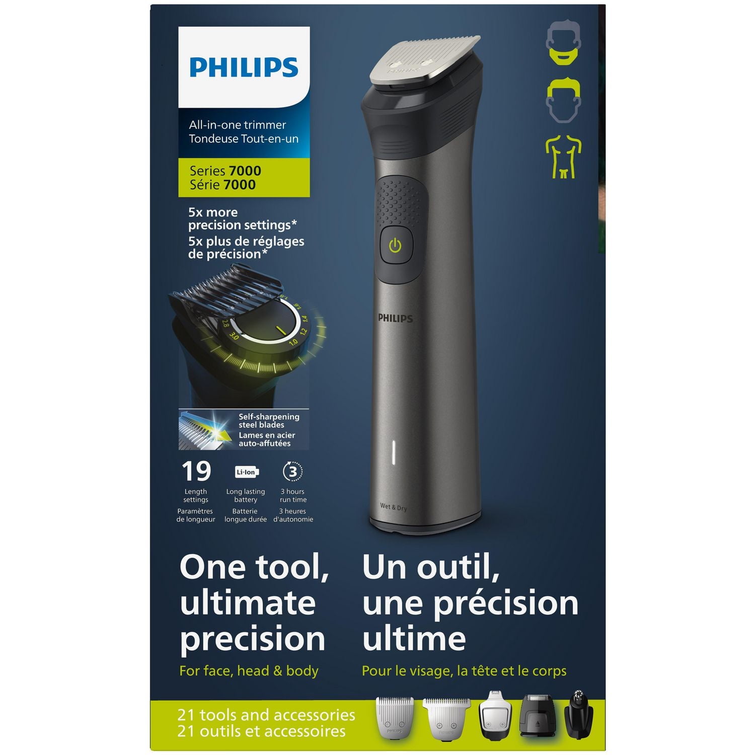 Rasoir Multigroom série 7000 de Philips, 21 accessoires, MG7960/18, exclusivité Walmart
