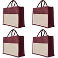 thumbnail image 1 of Jucobee Lot de 4 Sacs Fourre-Tout Juco Rouge Profond – Grands Sacs en Toile de Jute Réutilisables avec Poignées Robustes, Parfaits pour Courses, Mariages, Cadeaux & Bricolage – 13 Pouces x 16 Pouces x 7 Pouces, 1 of 8