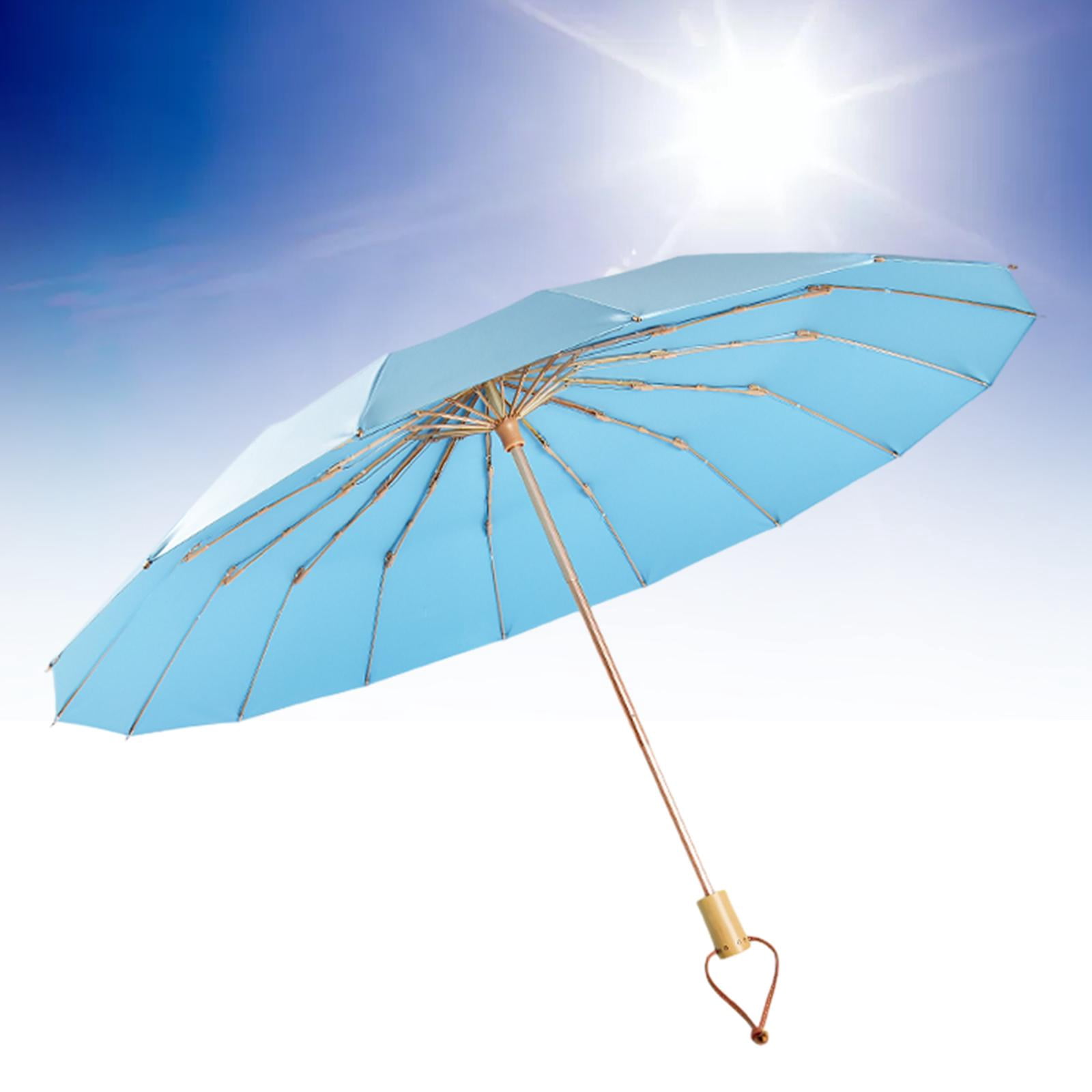 Folding Umbrella Mini Lightweight Sun Rain Umbrella for Hiking Camping Trips blue